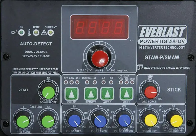 Everlast PowerTIG 200DV Panel