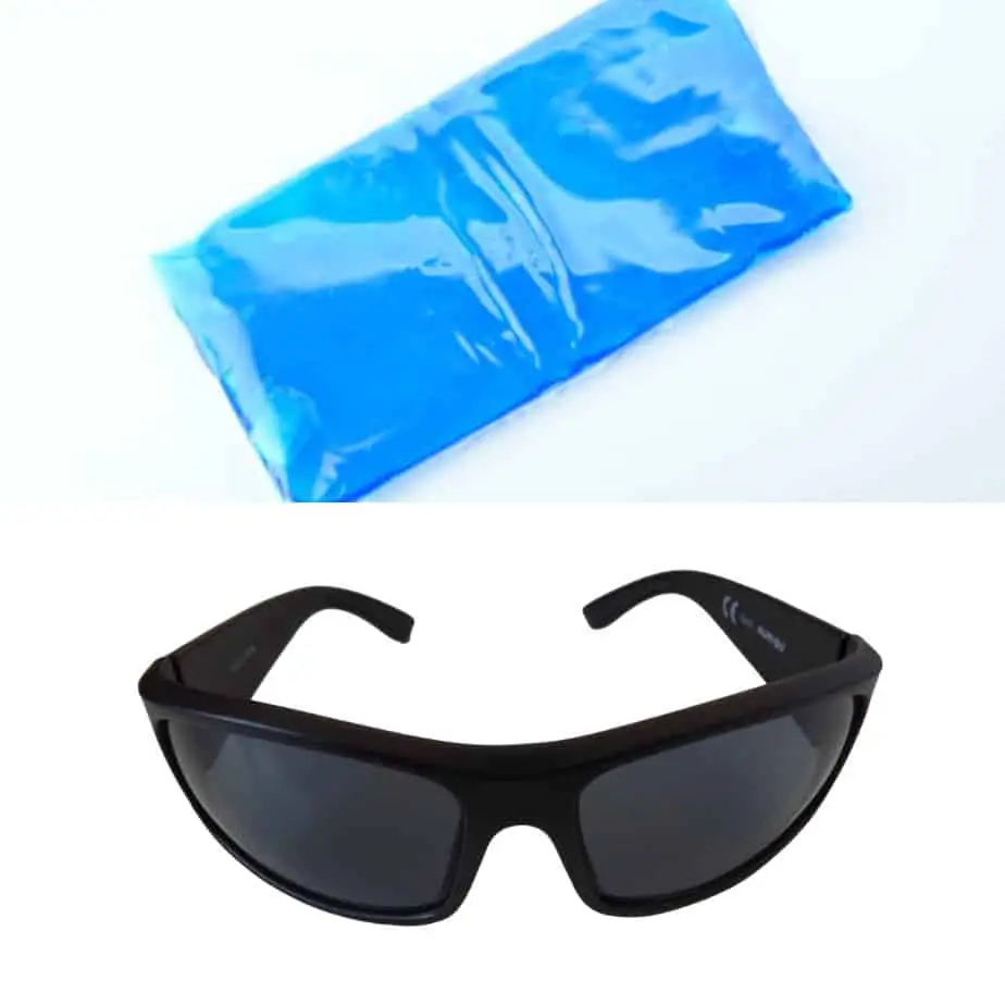 UV protection sunglasses and ice pack